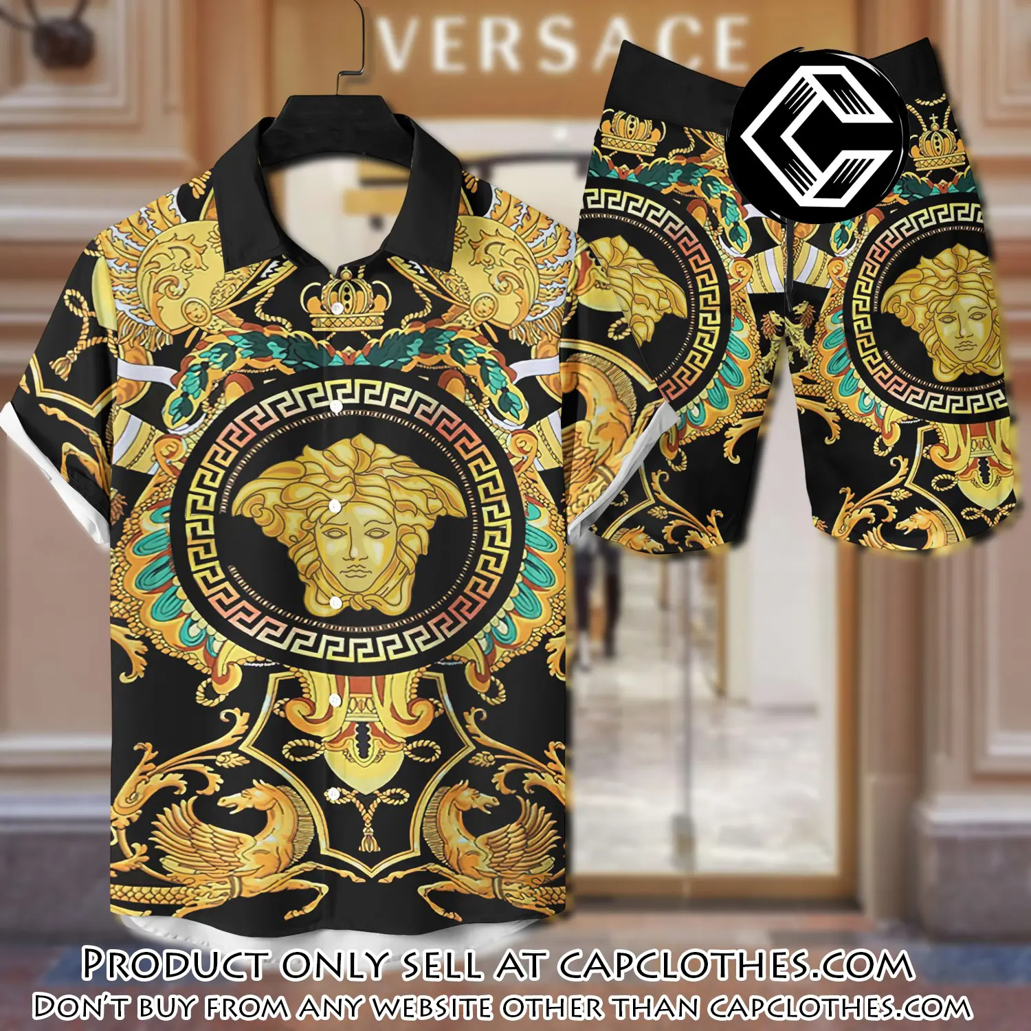 Versace luxury hawaiian shirt & short set lhs1211 cc4559256
